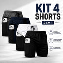 Kit 4 Shorts Masculino Bermuda 2 em 1 Esportivo Dry Fit - Viltrum