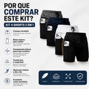 Kit 4 Shorts Masculino Bermuda 2 em 1 Esportivo Dry Fit - Viltrum
