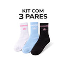Kit 3 Pares Meia Cano Longo Premium Algodão Para Treino e Dia a Dia - Viltrum